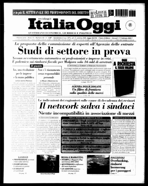 Italia oggi : quotidiano di economia finanza e politica